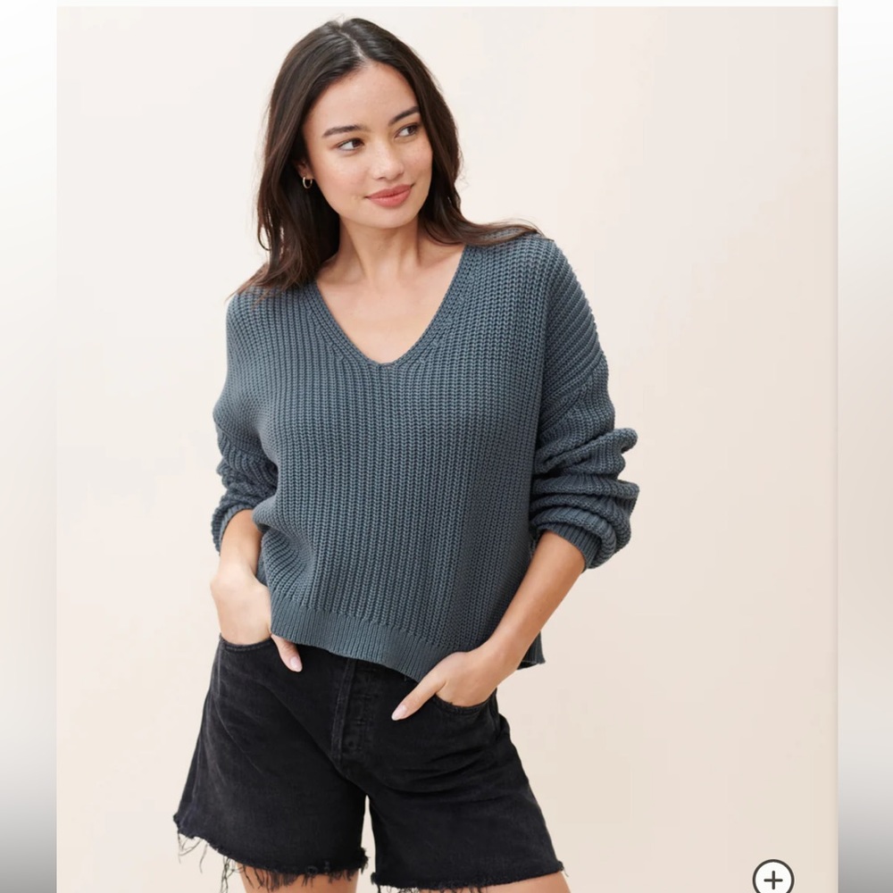 JENNI KAYNE Cropped Cotton Cabin Sweater